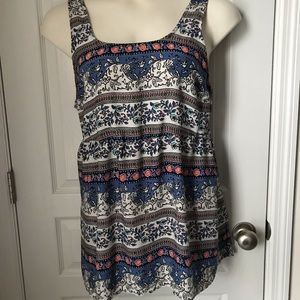 EUC Torrid blue/white Floral Babydoll Tunic 14-16
